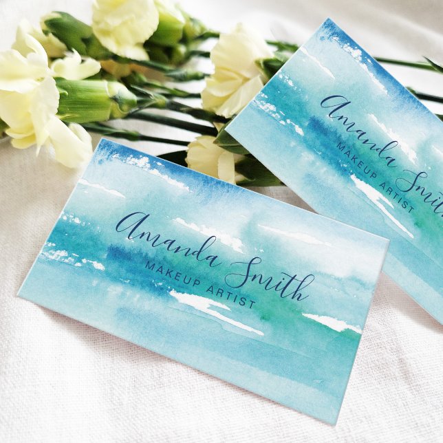 Türkische Watercolor Ocean Business Card Visitenkarte (Von Creator hochgeladen)