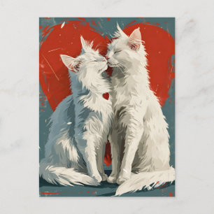 Türkischer Angora Weißer Katze Valentinstag Postkarte