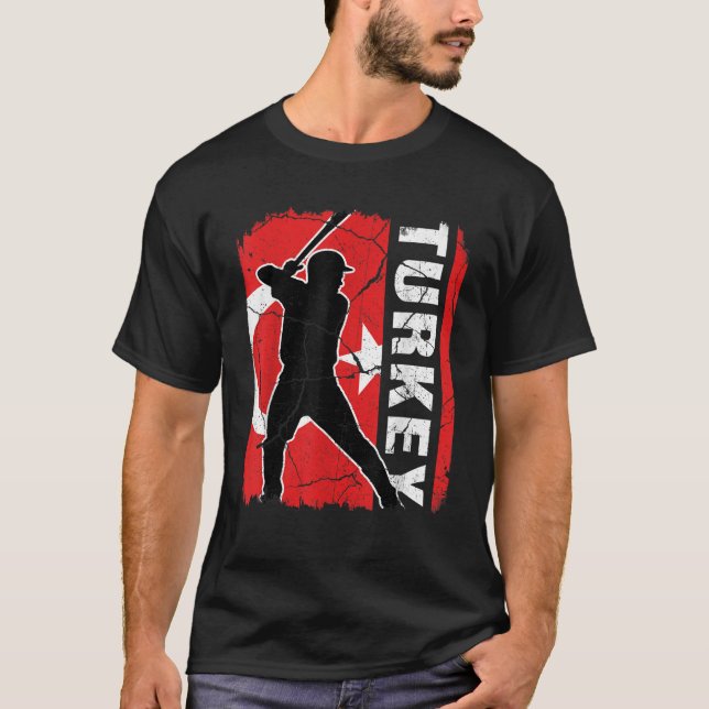Türkischer Baseball-Spieler Türkei Flag Baseball F T-Shirt (Vorderseite)
