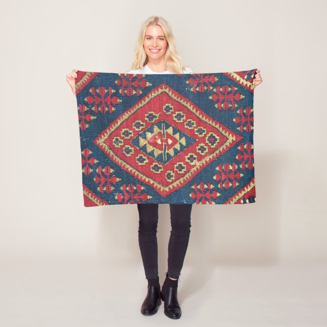 Türkischer Kilim Tepet Rug Antique Red Blue Fleecedecke (Beispiel)