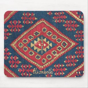 Türkischer Kilim Tepet Rug Antique Red Blue Mousepad