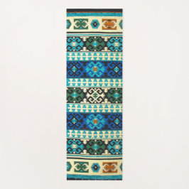 Türkischer Kilim Tepet Rug Blue Green Yogamatte