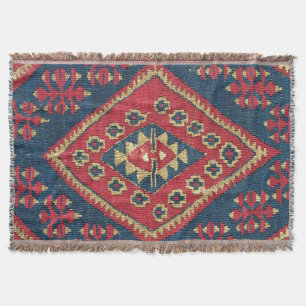 Türkischer Kilim Teppich Antik Rot Blau Decke