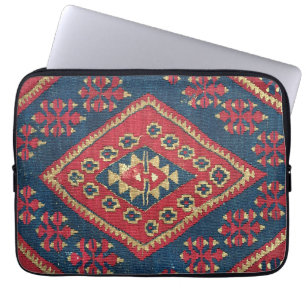 Türkischer Kilim-Teppich-Rot Blau Antik Laptopschutzhülle
