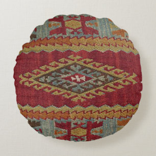 Türkischer Kilim Teppich Rug Rundes Kissen