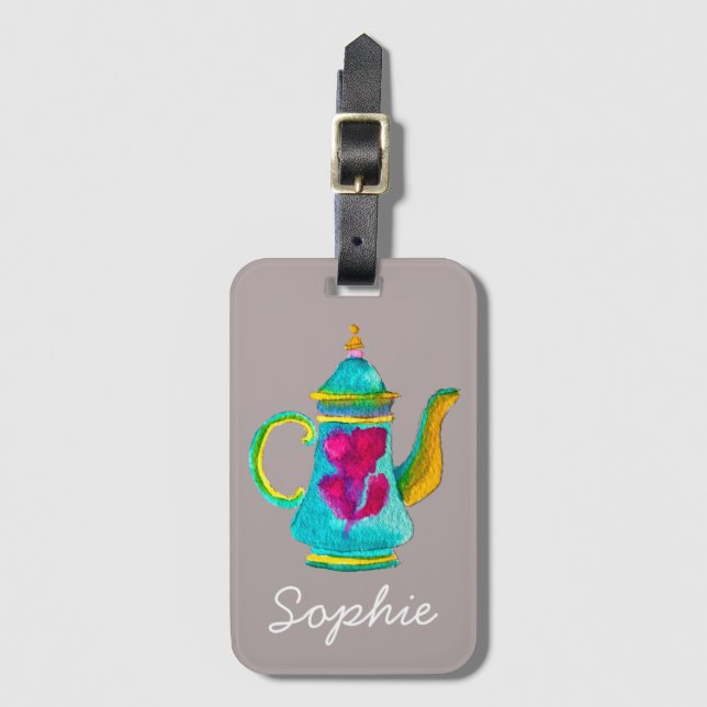 Türkischer Teekessel in Whimsikfarbe Gepäckanhänger (Vorderseite Vertikal)