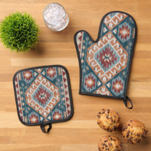 Türkischer Teppich Rug Antik Kilim Kabristan Ofenhandschuh & Topflappen-Set