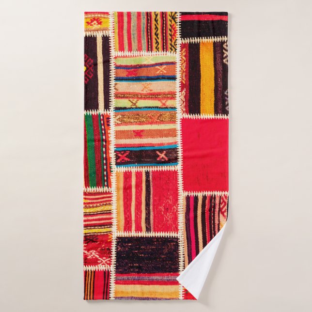 Türkischer Teppichboden handgefertigt. Patchwork Badehandtuch (Badehandtuch)