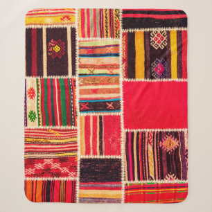 Türkischer Teppichboden handgefertigt. Patchwork Sherpadecke