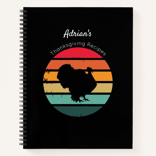 Türkischer Vogel Not Vintager Erntedank Rezept Notizbuch (Vorderseite)