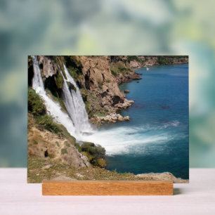 Türkischer Wasserfall Duden mit mediterranem Meer Acrylschild