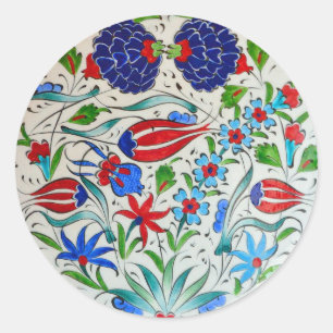 Türkisches Blumendesign Runder Aufkleber