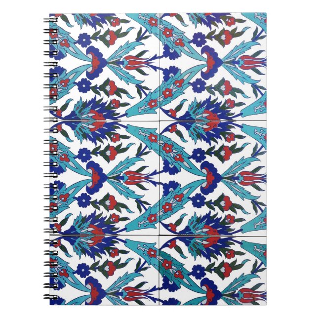 Türkisches Iznik-Blumenmuster Notizblock (Vorderseite)