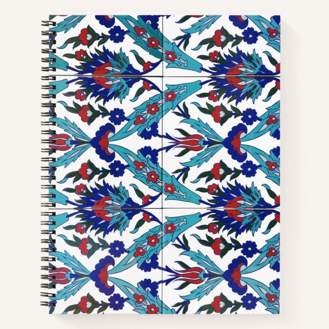 Türkisches Iznik-Blumenmuster Notizbuch (Vorderseite)