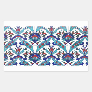 Türkisches Iznik-Blumenmuster Rechteckiger Aufkleber