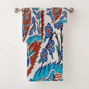 Türkisches Keramik-Blumenmuster Badhandtuch Set