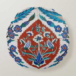 Türkisches Keramik-Blumenmuster Rundes Kissen