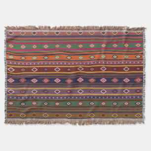 Türkisches Kilim-Muster farbenfrohes Stammesdesign Decke