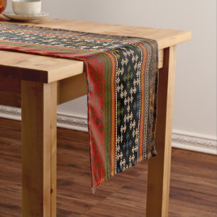 Türkisches Kilim Pattern farbenfrohe Tribal Kurzer Tischläufer