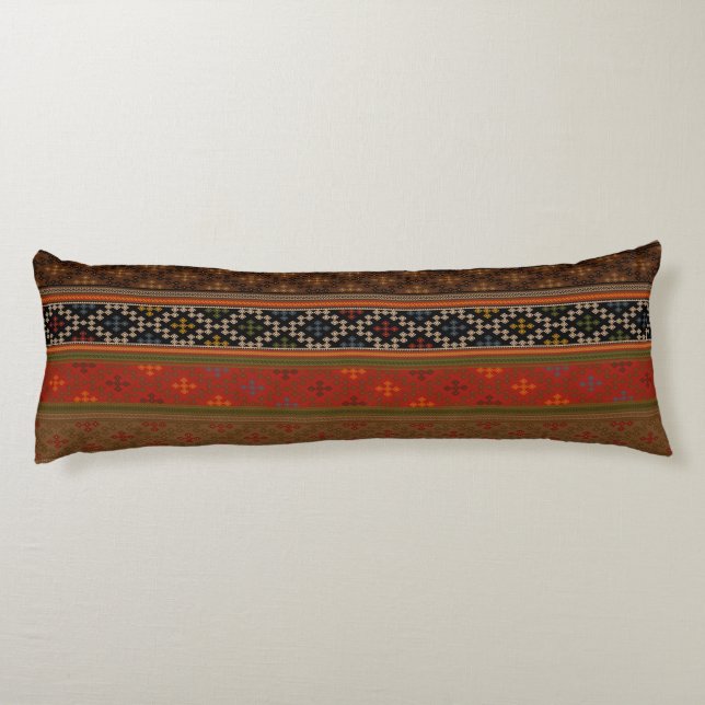 Türkisches Kilim Pattern farbenfrohe Tribal Seitenschläferkissen (Rückseite)
