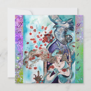 TÜRKISCHES MÄRCHEN ,hellrot blau lila glänzend Einladung