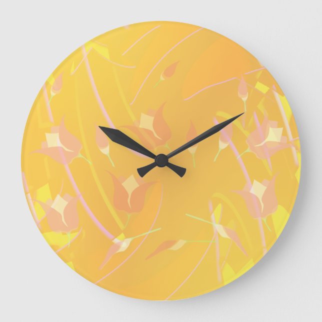 Türkisches Mohn Große Wanduhr (Vorderseite)