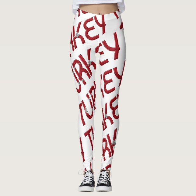 Türkisches Muster für Flaggentypografie Leggings (Vorderseite)