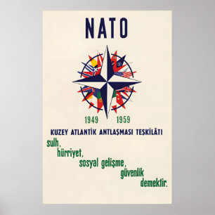 Türkisches NATO-Plakat 10 Jahre Frieden, Freiheit Poster