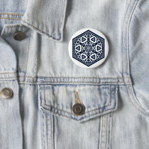 Türkisches Osmanisches Blauware-Filigran-Design Button