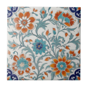 Türkisches osmanisches florales Blau Orange Grüne  Fliese