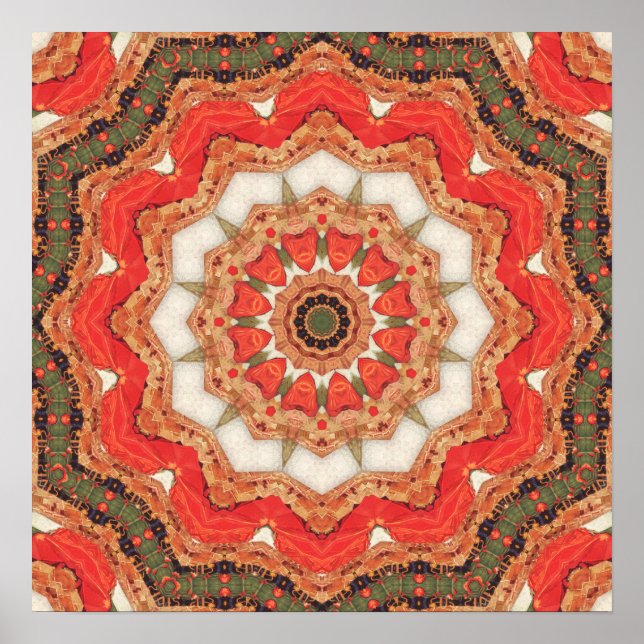 Türkisches Rotes Mandala Vier Poster (Vorne)