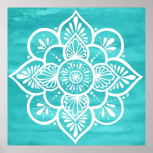 Türkisches Weißes Mandala Poster