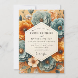 Türkise Amtblüten-Romanze-Hochzeit Einladung