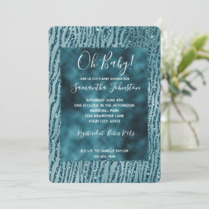 Türkise Aqua Glitter Zebramuster Einladung
