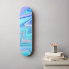 Türkise & Blaue Fließende Streifen Skate Deck Skateboard