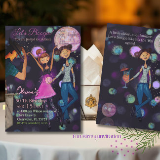 Türkise & Blaue Retro-Disco-Einladung zum 30. Gebu Einladung