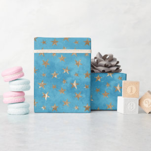 Türkise Blue Gold Stars Geschenkpapier