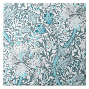 Türkise Blumenkunst im Stil des Art Nouveau Fliese