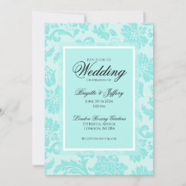 Türkise Damast-Hochzeitseinladung Einladung