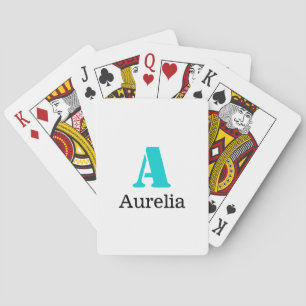 Türkise elegante Anfangsbuchstabe Schwarz Name   M Spielkarten