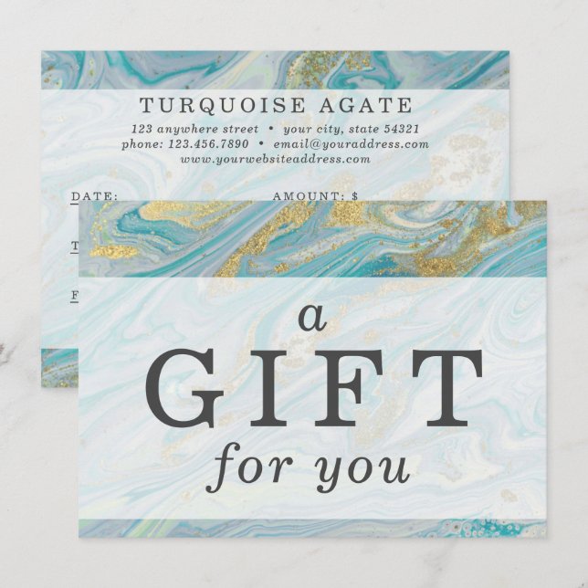 Türkise Gold Agate Stone Geode Certificate Card Einladung (Vorne/Hinten)