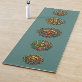 Türkise Gold-Lotus-Mandala-Kunst - Teal-Meditation Yogamatte