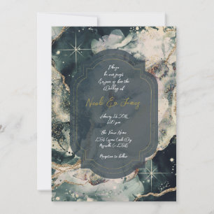 Türkise Grüne Creme Wasserfarbe Gold Himmlische Ho Einladung