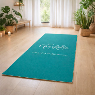Türkise grüne Monogramm-Initialen Name Yogamatte