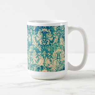 Türkise Grunge-Vintage-Damasken-Tasse Tasse