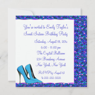 Türkise High Heels Lila Pailletten Sweet Sixteen P Einladung
