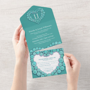 Türkise Hochzeit 11 Jahre Jubiläum All In One Einladung