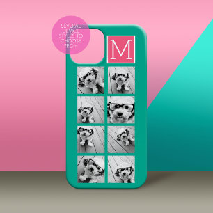 Türkise & Hot Pink Instagram 8 Foto Collage Monogr Case-Mate iPhone Hülle