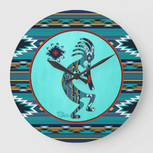 Türkise Kokopelli Große Uhr