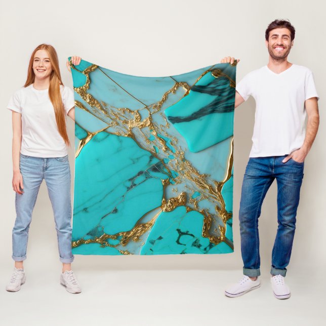 Türkise Marmor mit goldenen Adern Fleecedecke (Beispiel)